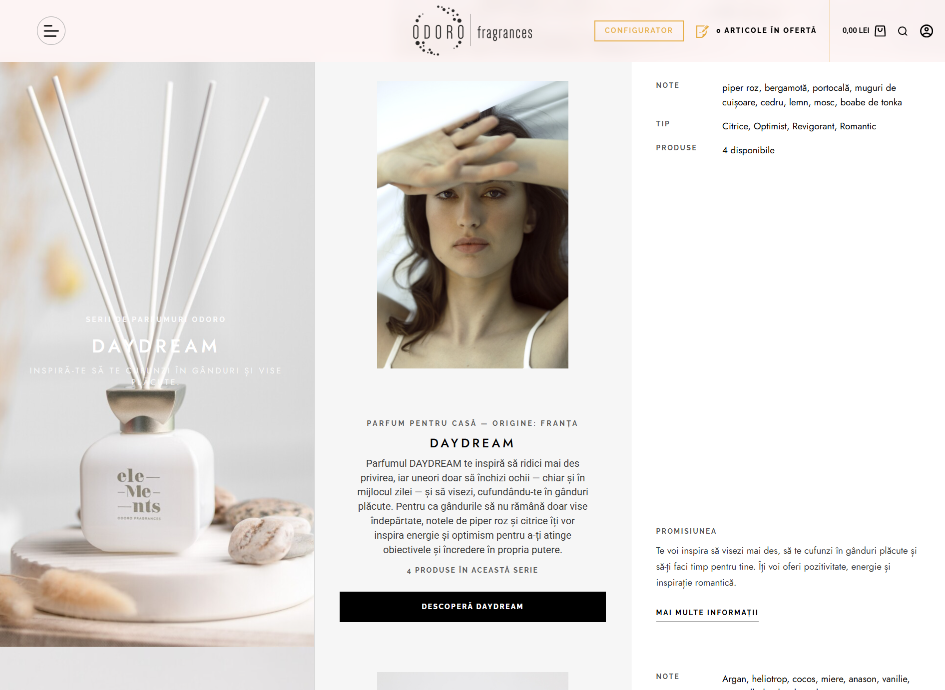 Odoro fragrance storefront designed and developed by Creative Nomads
